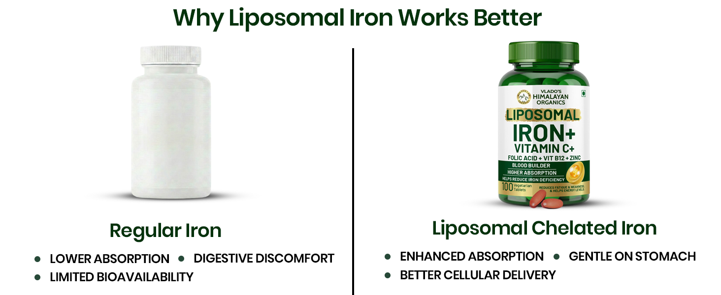 Vlado's Himalayan organics Liposomal Iron + vitamin C - 10 Veg Tablet
