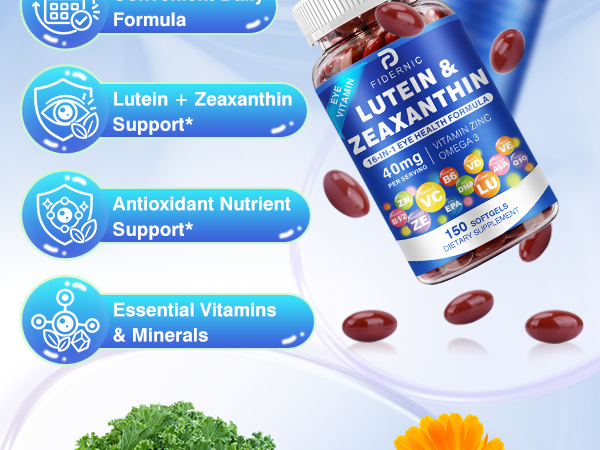 Lutein and Zeaxanthin Supplement - AREDS 2 Plus+ Eye Vitamins 40 mg Lutein & 8 mg Zeaxanthin with Vitamins C, E, Zinc, Omega-3 & CoQ10 - 150 Softgels