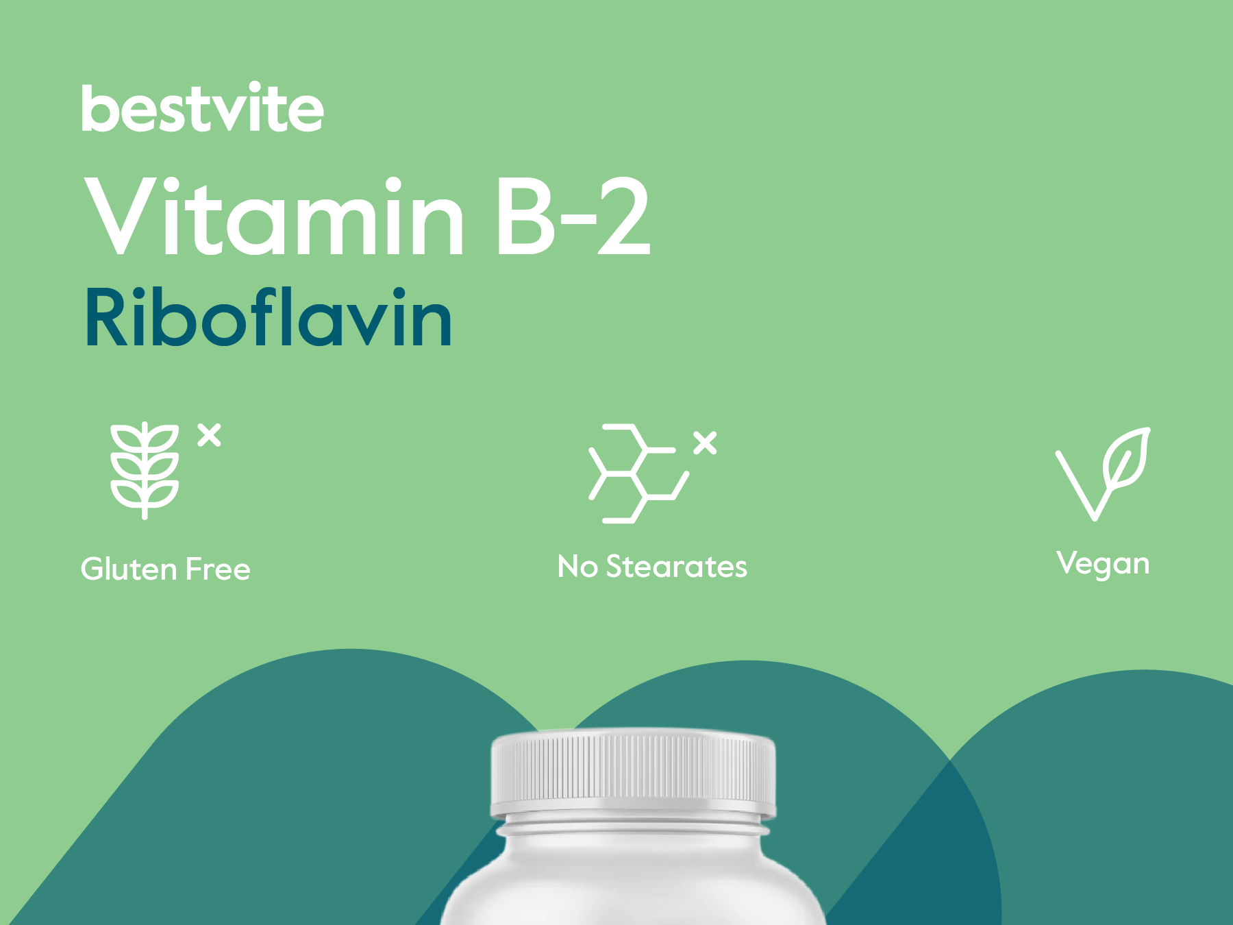 BESTVITE Vitamin B-2 (Riboflavin) 100mg (240 Veg Caps) - No Stearates