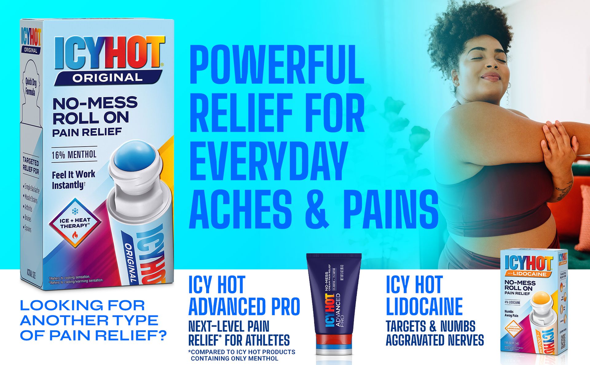 Icy Hot Original Pain Relief No-Mess Roll-On Applicator, Fast-Acting Pain Relief with Max Strength Menthol 16%, Contrast Therapy for Backaches, Joints, Muscle Strains and Arthritis, 2.5 oz