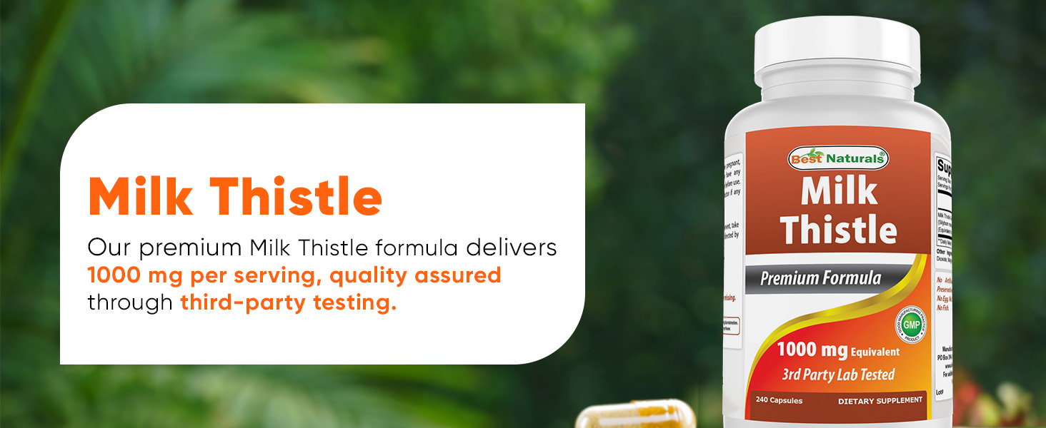 Best Naturals Milk Thistle 4:1 Extract (250 mg) - 240 Capsules - Non-GMO & Gluten Free