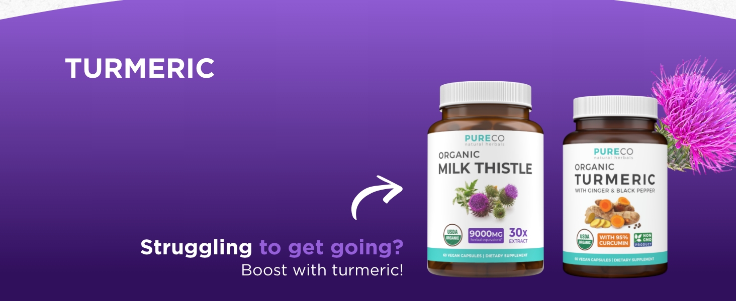 PURE CO USDA Organic Milk Thistle Supplement - 300mg of 30:1 Milk Thistle Extract with 80% Silymarin - Organic Herbal Liver Cleanse Detox & Repair - Vegan Non-GMO & Lab Verified (2 Month Supply)
