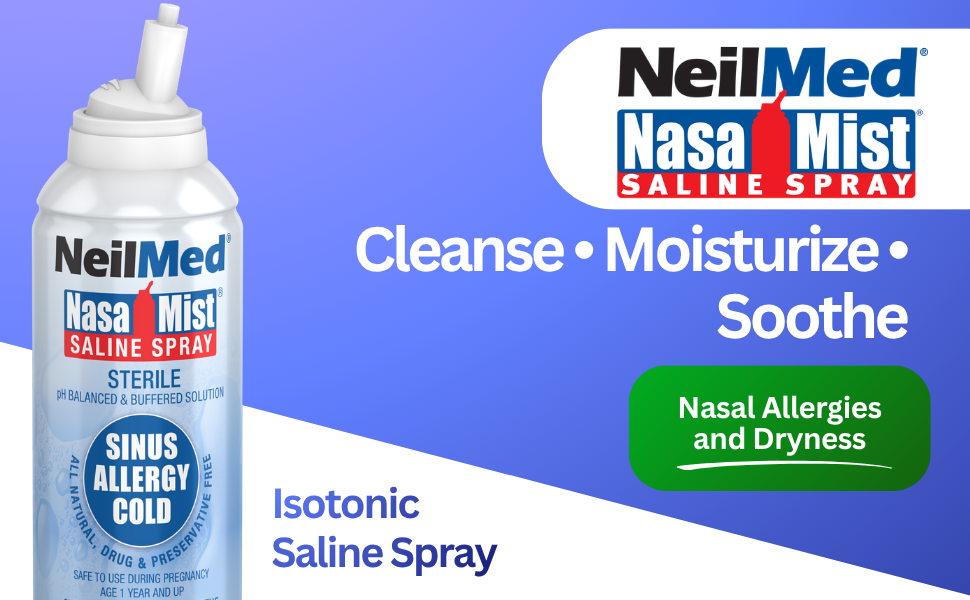 NeilMed NasaMist Isotonic Saline Nasal Spray, 177 mL, 3 Canisters