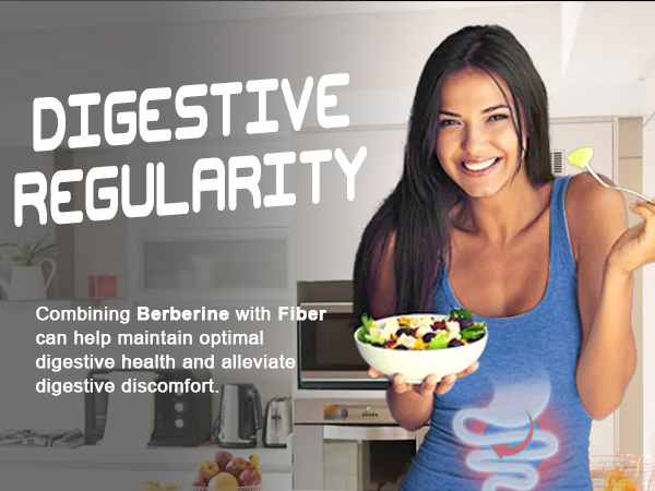 Sugar Free Berberine Gummies, Digestive Balance with 3G Fiber, Vegan, 60cts