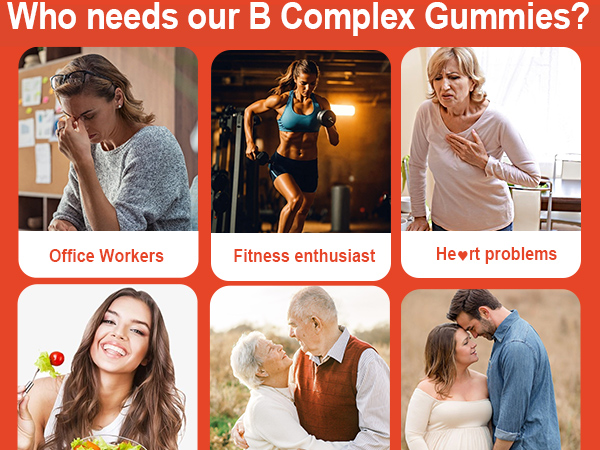 Super Vitamin B Complex Filled Gummies for Women Men, Methylated w/Omega 3