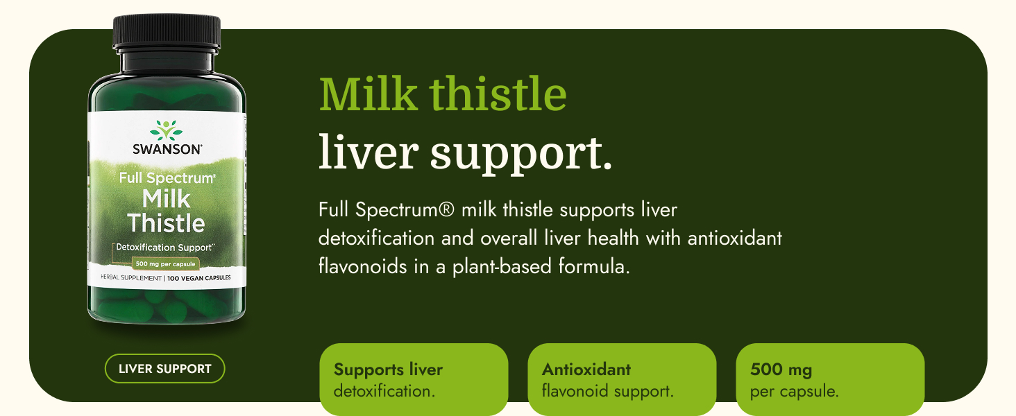 Swanson Full Spectrum Milk Thistle, 500 mg, 100 Vegan Capsules