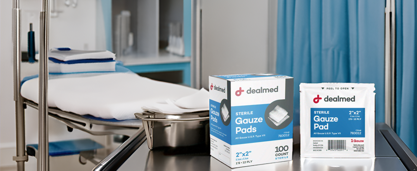 Dealmed Sterile Gauze Pads 2 x 2 in - Individually Wrapped - 100 Count