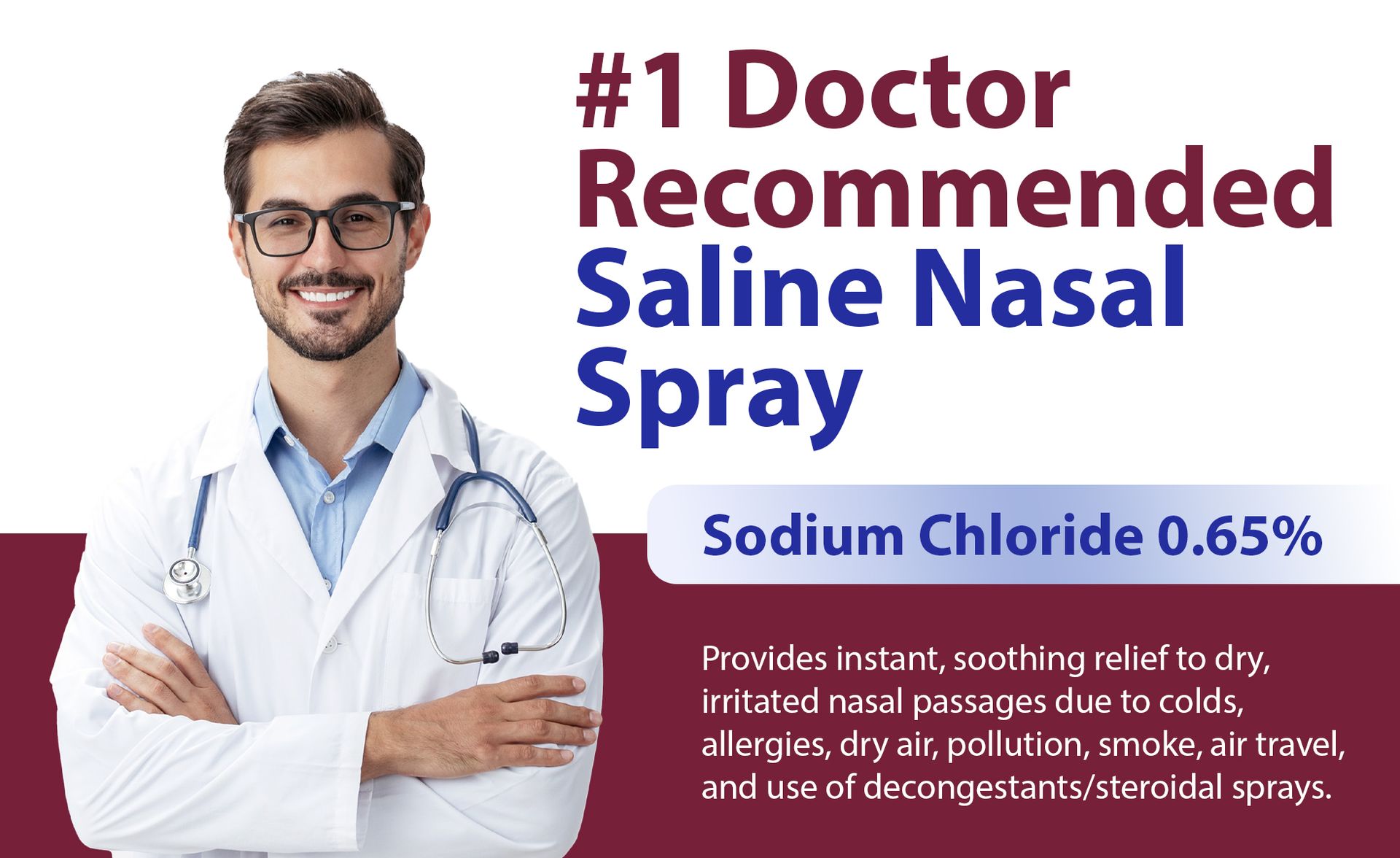 GeriCare Saline Nasal Spray 1.5 FL OZ Moisturizing Spray Sodium Chloride 0.65% (Pack of 2)