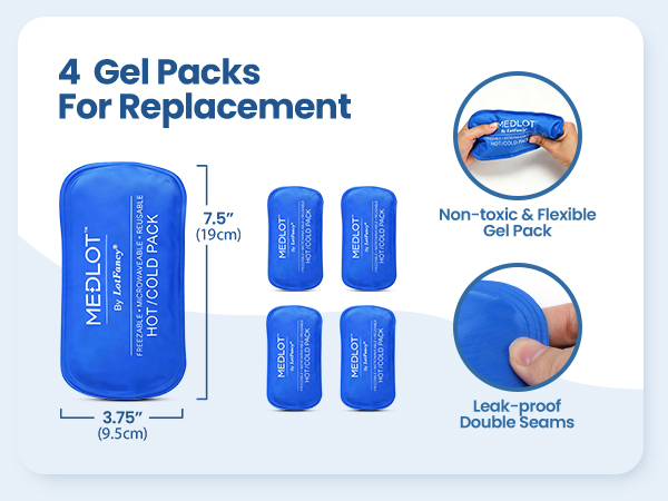 LotFancy Face Ice Pack Wrap for TMJ, Wisdom Teeth, with 4 Reusable Hot Cold Therapy Gel Packs, Pain Relief for Head, Oral and Facial Surgery, Dental Implants, Blue