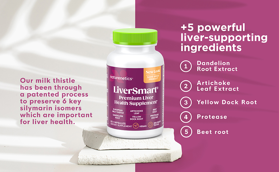 LiverSmart Liver Cleanse Detox & Repair - 250mg Milk Thistle, 80% Silymarin