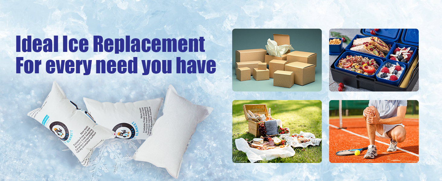 Shipping Cold Packs Dry Ice for Shipping Frozen Food, Flexible Cold Ice Pack Sheets for Coolers, Long Lasting Freezer Ice Packs 14'' X 13'' 144Cells