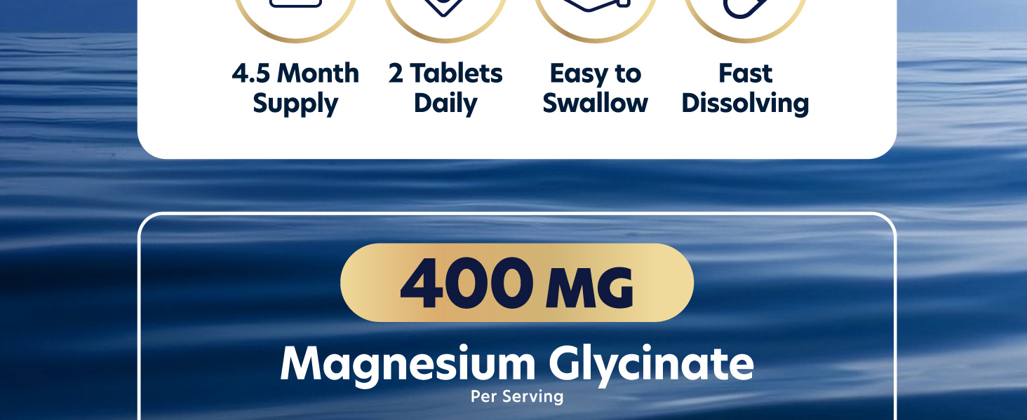 Magnesium Glycinate 400mg, 4+ Month Supply, Sleep, Relax & Muscle Support
