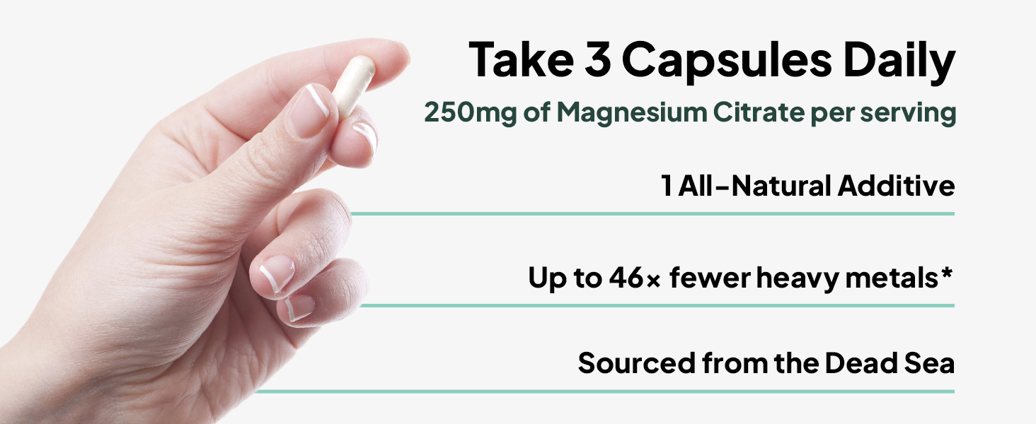 Organics Ocean Magnesium Citrate, Dead Sea Sourced, 90 Capsules