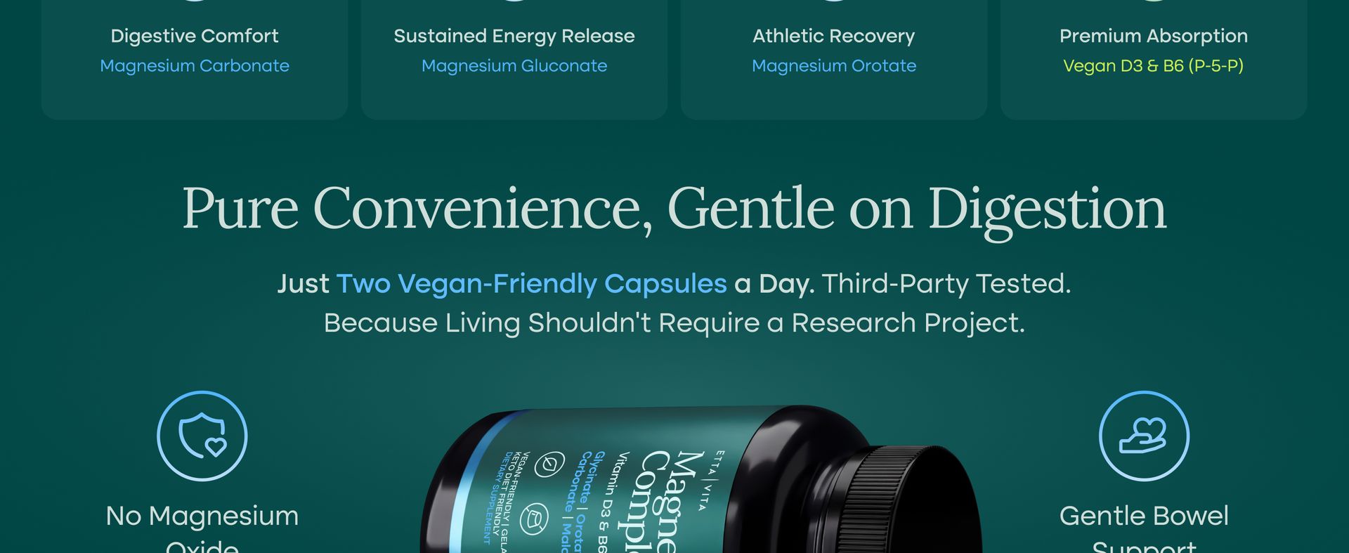 Magnesium Complex for Women & Men 500mg (7-in-1) with Vit D3 & B6 - 60 Ct