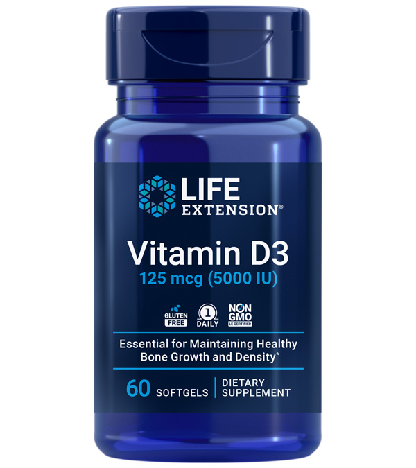 Life Extension Vitamin D3 125 mcg (5000 IU), Bone Health, 60 Softgels