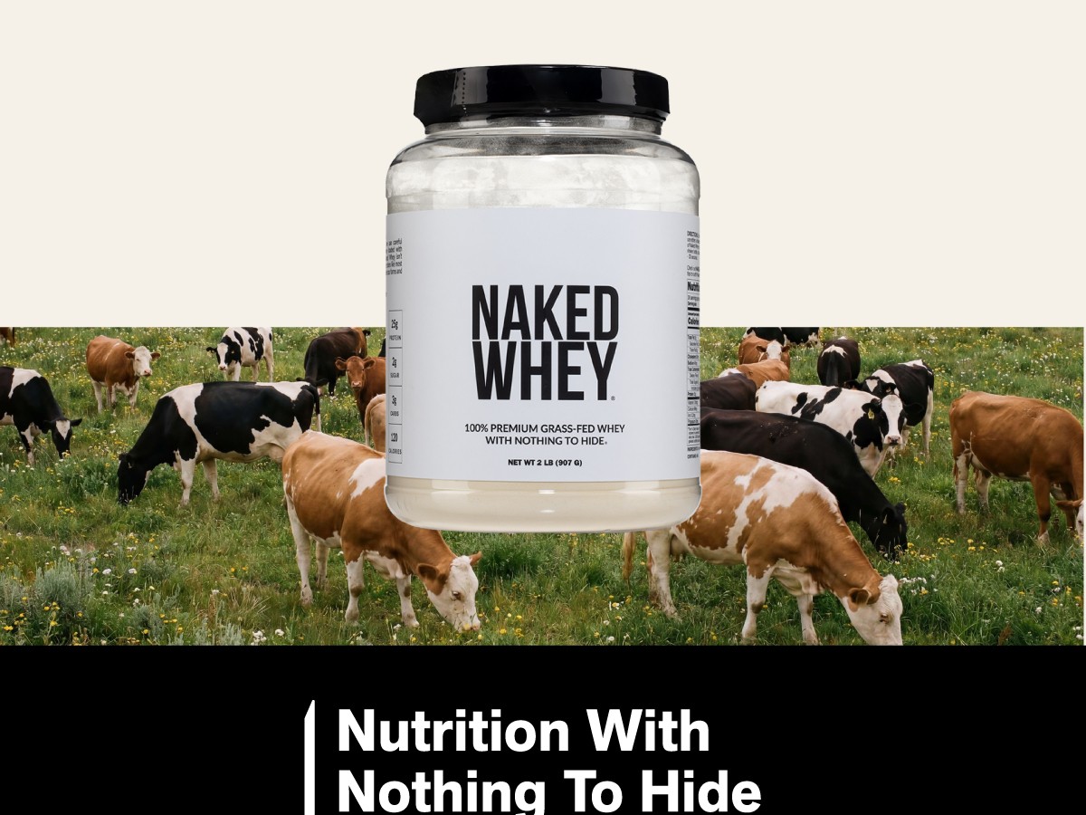 NAKED Whey 2LB 100% Grass Fed Whey Protein Powder - Only 1 Ingredient, Unflavored Whey Protein, NSF Certified, Undenatured, Gluten Free, Soy Free, No GMOs, No Preservatives