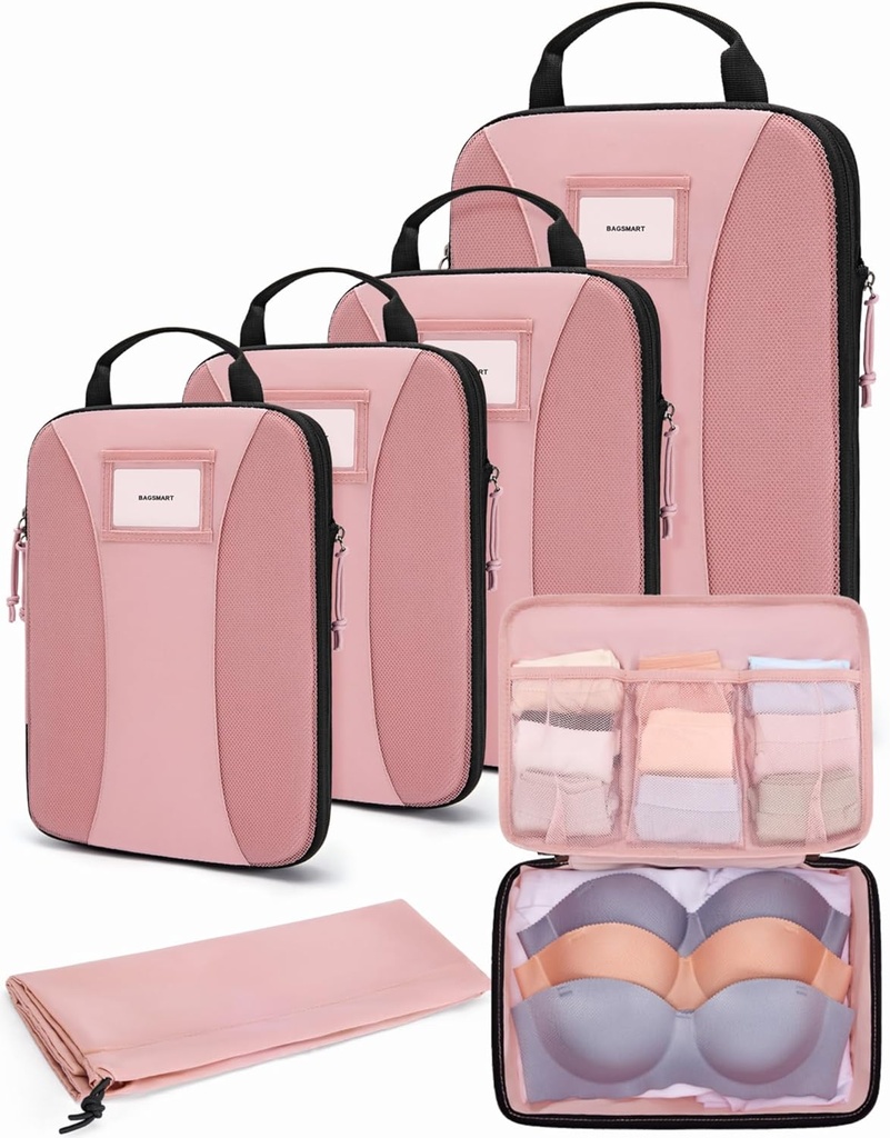 BAGSMART Komprese Balení Kuby, 6 PCS Balení Kuby pro kufry, Cestovní tašky Organizátor pro zavazadla, Lehké Balení Kostka pro cestování Essentials