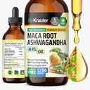 BIO KRAUTER Maca Root a Ashwagandha tinktura - Maca & Ashwagandha Doplňky pro muže a ženy - Adaptogenní tekutý doplněk pro podporu nálady - Alkohol a cukr zdarma Vegan kapky 4 Fl.Oz.