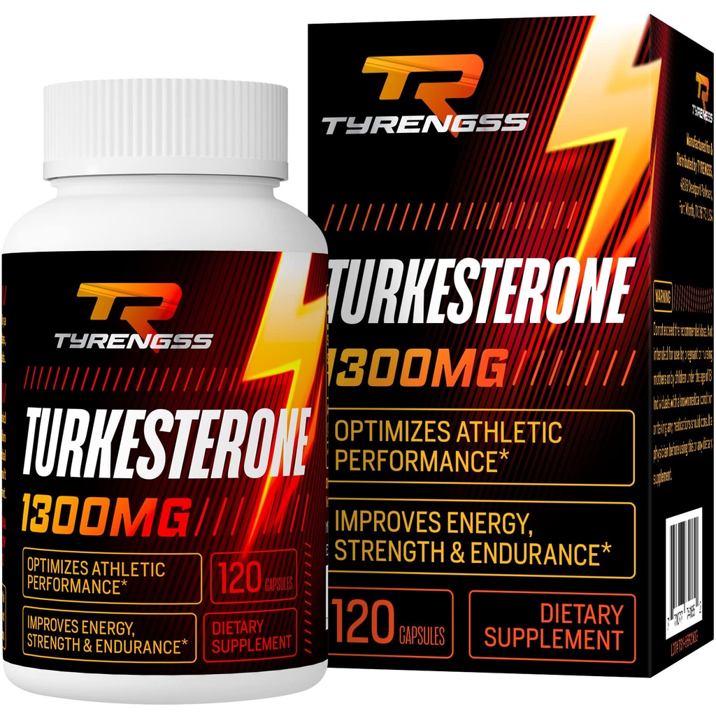 Testosteron Booster, Turkesterone dodatek 1300mg Ultra High Strength (Ajuga Turkestanica Extract Std. až 20% Testosteron), pro atletickou výkonnost a svalovou hmotu, 120 Kapsle