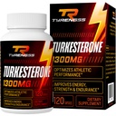 Testosteron Booster, Turkesterone dodatek 1300mg Ultra High Strength (Ajuga Turkestanica Extract Std. až 20% Testosteron), pro atletickou výkonnost a svalovou hmotu, 120 Kapsle