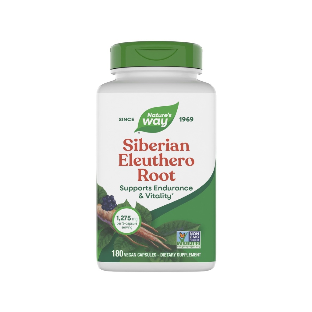 Příroda Way Premium Bylinné Sibiřské Eleuthero Root Dodatek, Podporuje Endurance & Vitality *, Adaptogen *, 1,275mg na 3-Capsule Serving, Non- GMO Projekt ověřen, 180 Kapsle (Balení květen Vary)