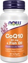 Nyní Potraviny doplňky, CoQ10 60 mg s Omega 3 rybí olej, kardiovaskulární zdraví *, 60 Softgels