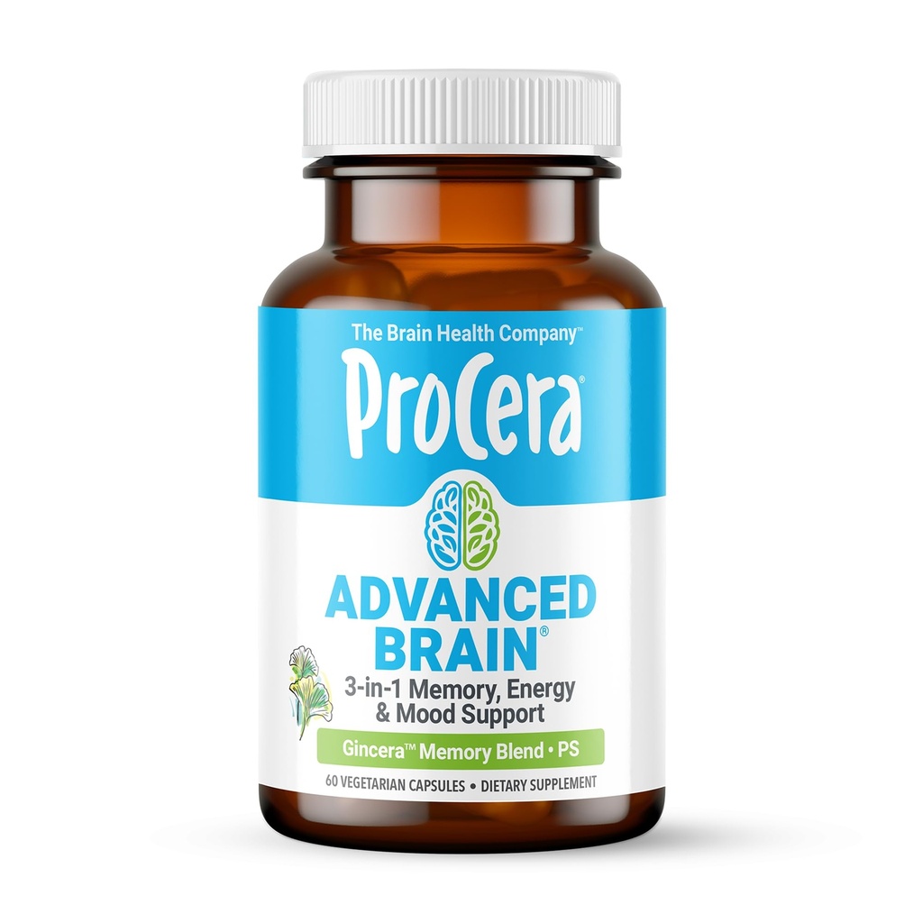 Procera Advanced Brain - Rychlé hraní - Ingredience podporované 100 + Studies - Zlepšit paměť, vzpomínka - Koncentrace - ClearFog - Duševní jasnost - Zpomalení Cognitive Decline - 60 Počet