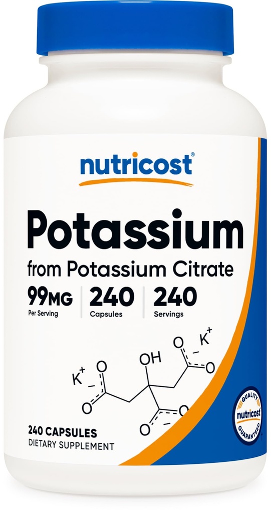 Nutricost Draslík Citrát 99mg, 240 Kapsle - Gluten Free, Non- GMO
