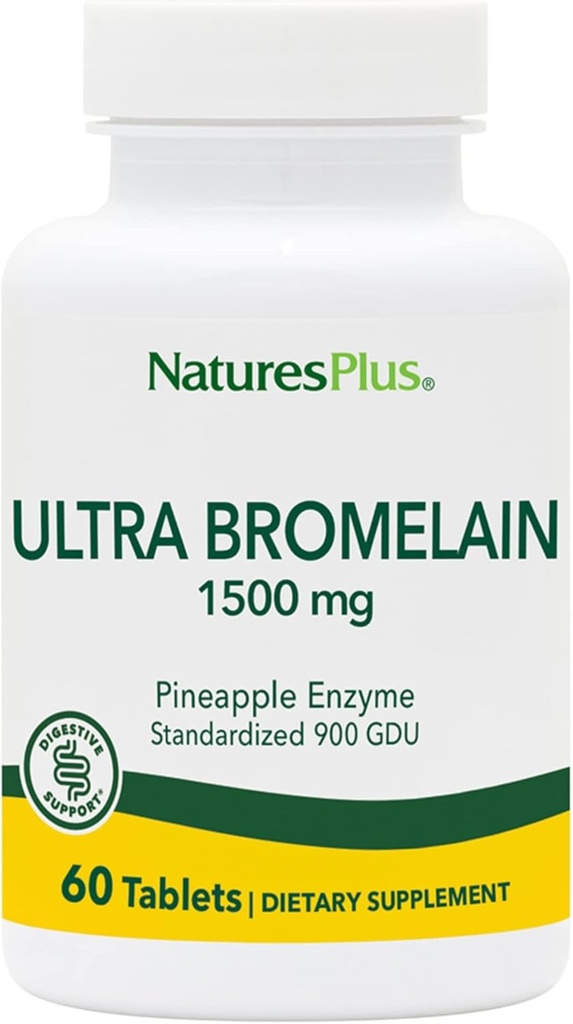 Natures Plus Ultra Bromelain - 60 tablet - 1500 mg ananasového bromelainu - podporuje stravovací zdraví, společnou podporu & Více - 60 Služeb