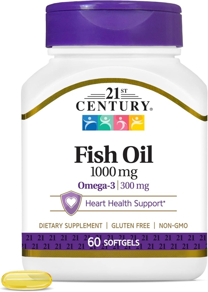 Rybí olej 21. století 1000 Mg Softgels, 60 Počet (balení po 2)