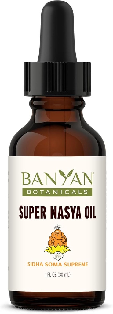 Banyan Botanicals Super Nasya Oil - Bylinné Nasal Oil Drops s Rose & Sandalwood - Povzbuzuje Nasal Passages & Podporuje Zdravé dýchání * - 1 oz - Non- GMO, Chemical Free, Cruelty Free