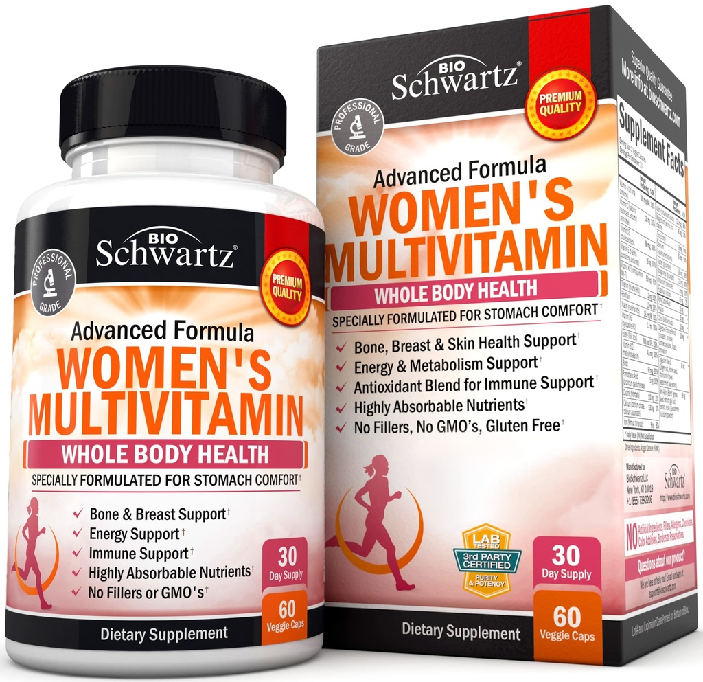 Multivitamin pro ženy s vitaminem D3 - Multivitaminy pro kostní prsa Společná energie - Vitaminy pro podporu imunity - imunitní systém posílení přírodní imunitní obrany - Společná podpora Dodatek - 60Ct