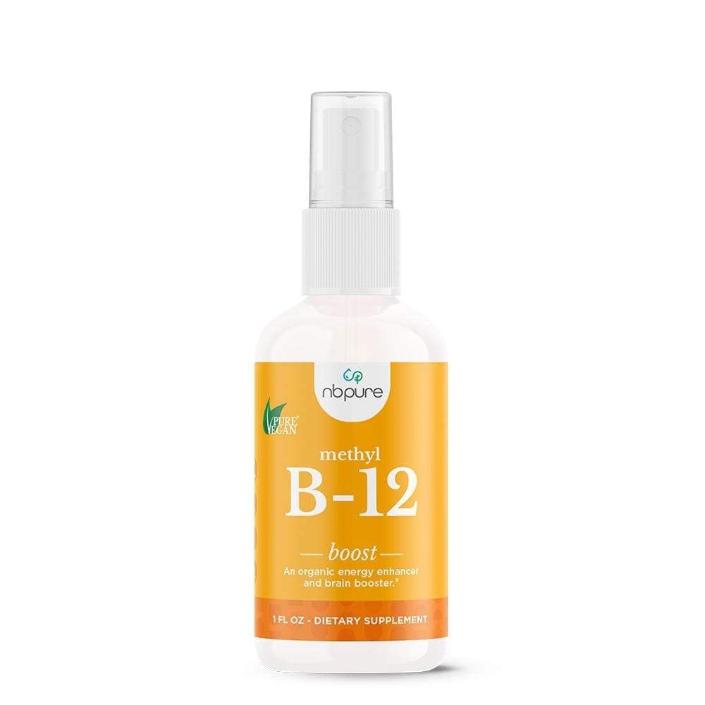 nbpure Organic & Vegan Vitamin Methyl B12 Spray - Natural Energy, Mood, & Nerve System Support for Women, Men, Kids - 500mcg Liquid Methylkobalamin per Spray