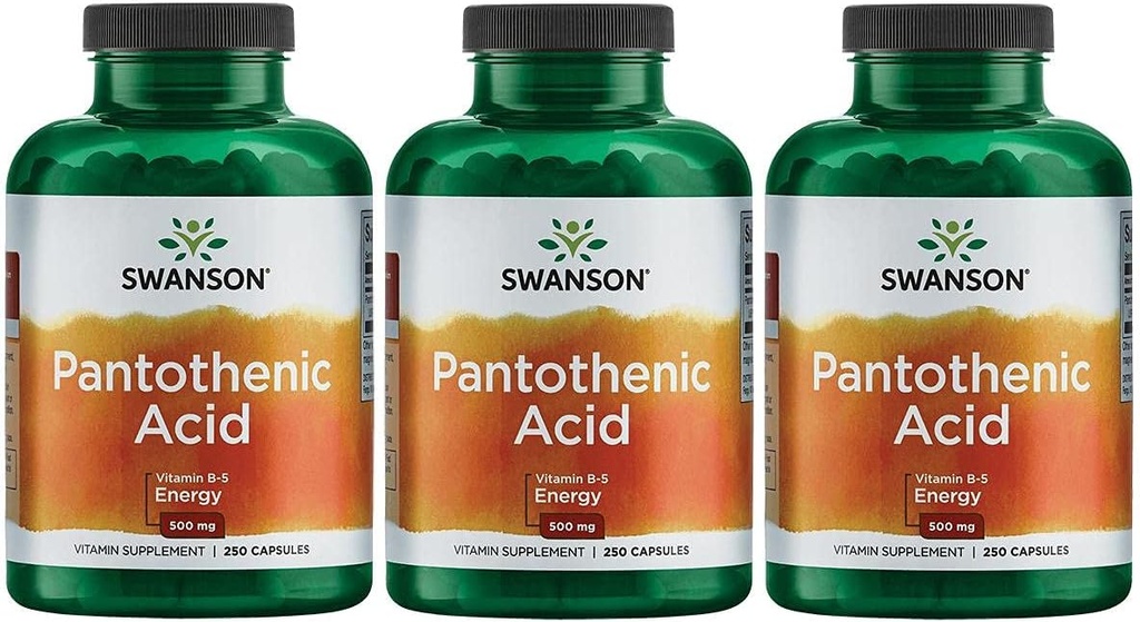 Swanson Pantotenová kyselina (vitamin B- 5) Podpora funkce nervového metabolismu 500 mg 250 tobolek (3 balení)