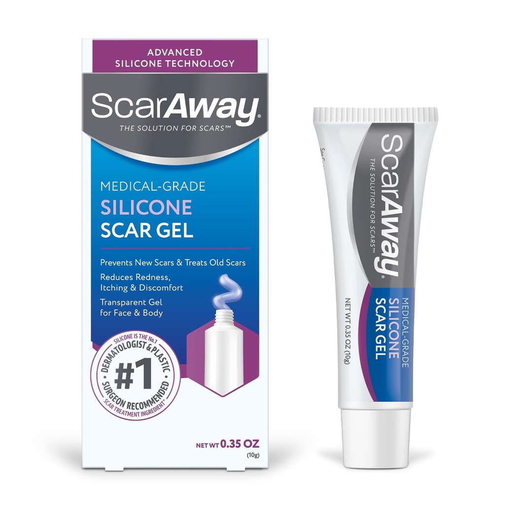 ScarAway Silicone Jizva Gel, Pomáhá zlepšit velikost, Barva a textura Hypertrophic & Keloid Jizvy z zranění, Burns & Chirurgie, Resistent vody, 10g (0.35 Oz)