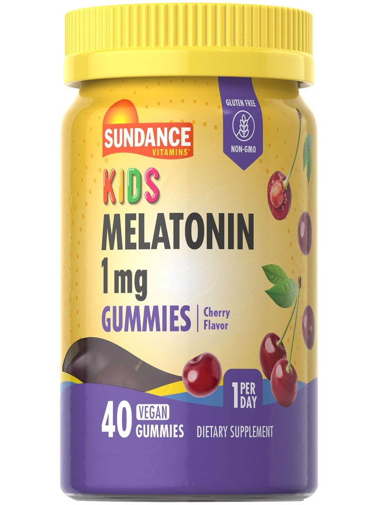 Sundance Kid 's Melatonin Gummies 1mg 124; 40 hrabě 124; Cherry Flavor 124; Vegan, Non- GMO, a gluten zdarma dodatek