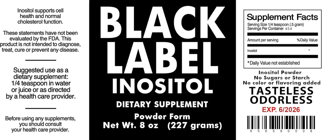 Generická černá etiketa Inositol, 2.19 Pound (Balení po 1)