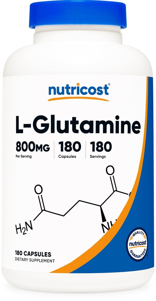 Nutricost L- glutamin 800mg, 180 Kapsle - Gluten Free, Non- GMO