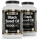 2 Balení - Černé olejové kapsle, 500 Mg, High Potency Potencial Digestive Aid, 90 Count 100% Non GMO Pure Black Cumin Oil Kapsle