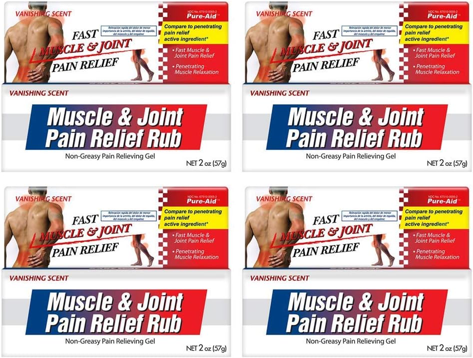 Muscle & Joint Pain Relief Rub, Fast Relief from Minor Artritis, Backache, Muscle & Joint Pain Non- Greasy Cream, 2oz (4pk)