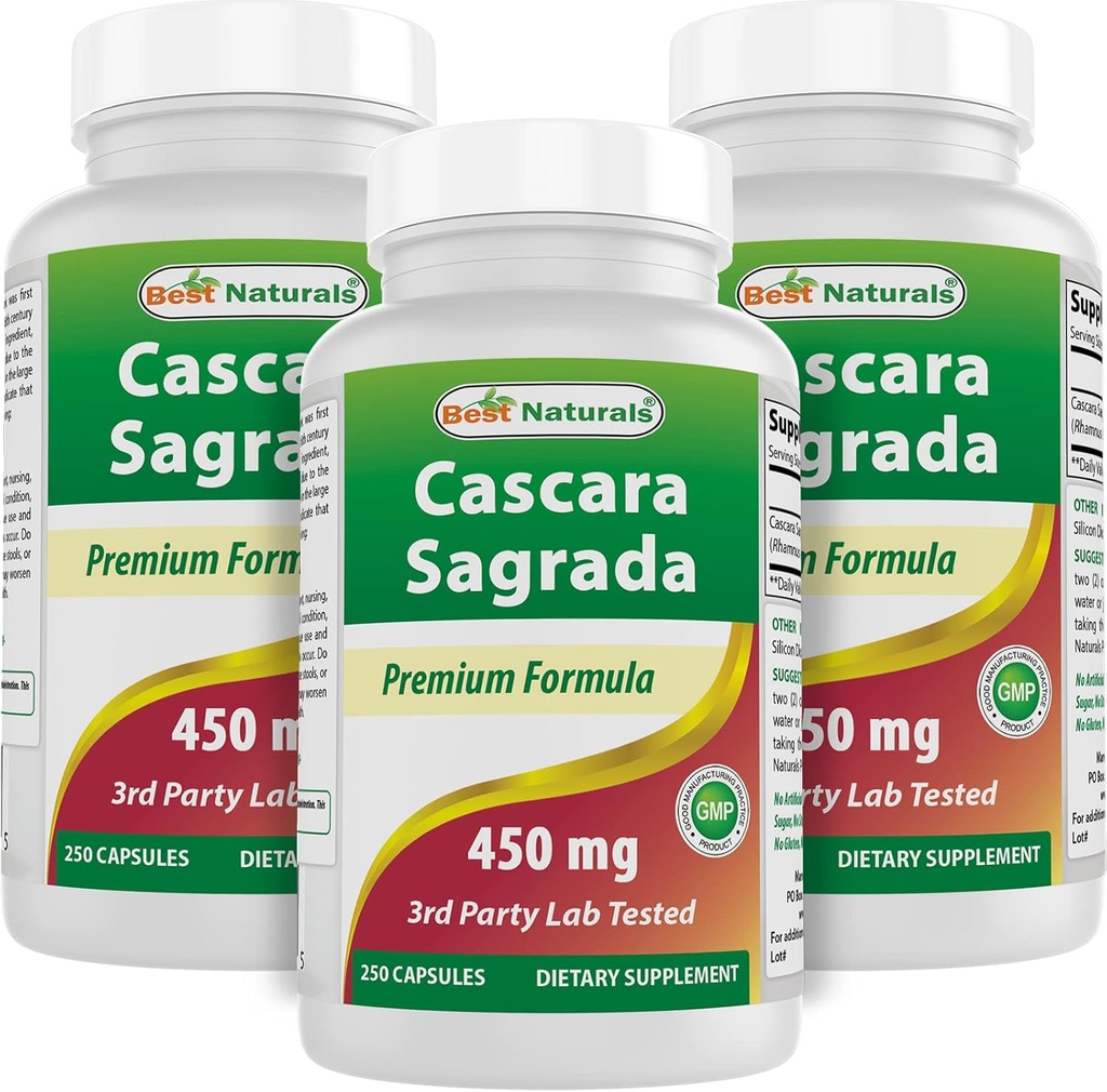 Nejlepší Naturals Cascara Sagrada 450 mg 250 Kapsle (250 Počet balení po 3)