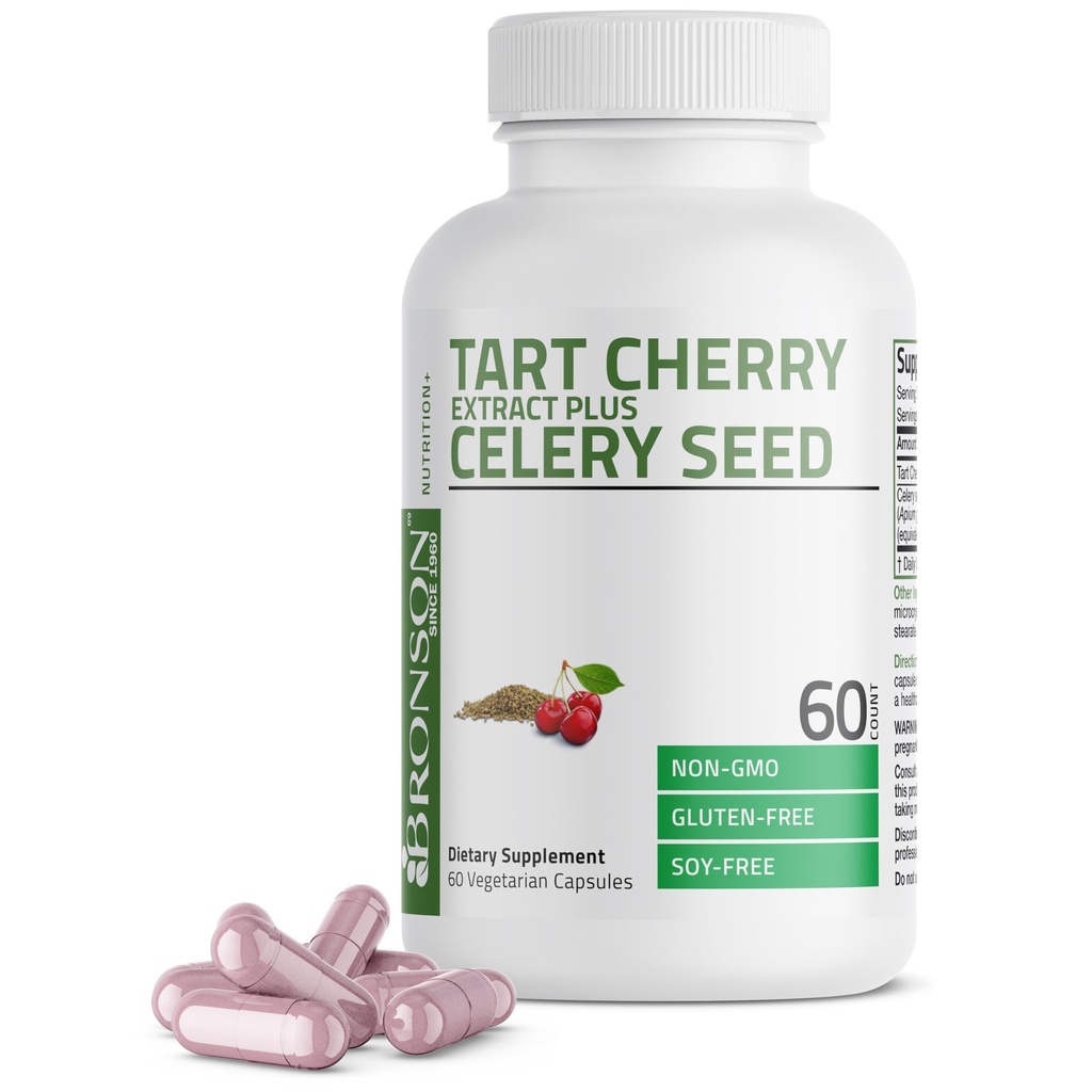 Bronson Tart Cherry Extract + Celery Seed Kapsle - Mocná čistírna odpadních vod, Společná podpora mobility a Muscle Recovery Dodatek - Non- GMO Formule - 60 Vegetariánské Kapsle