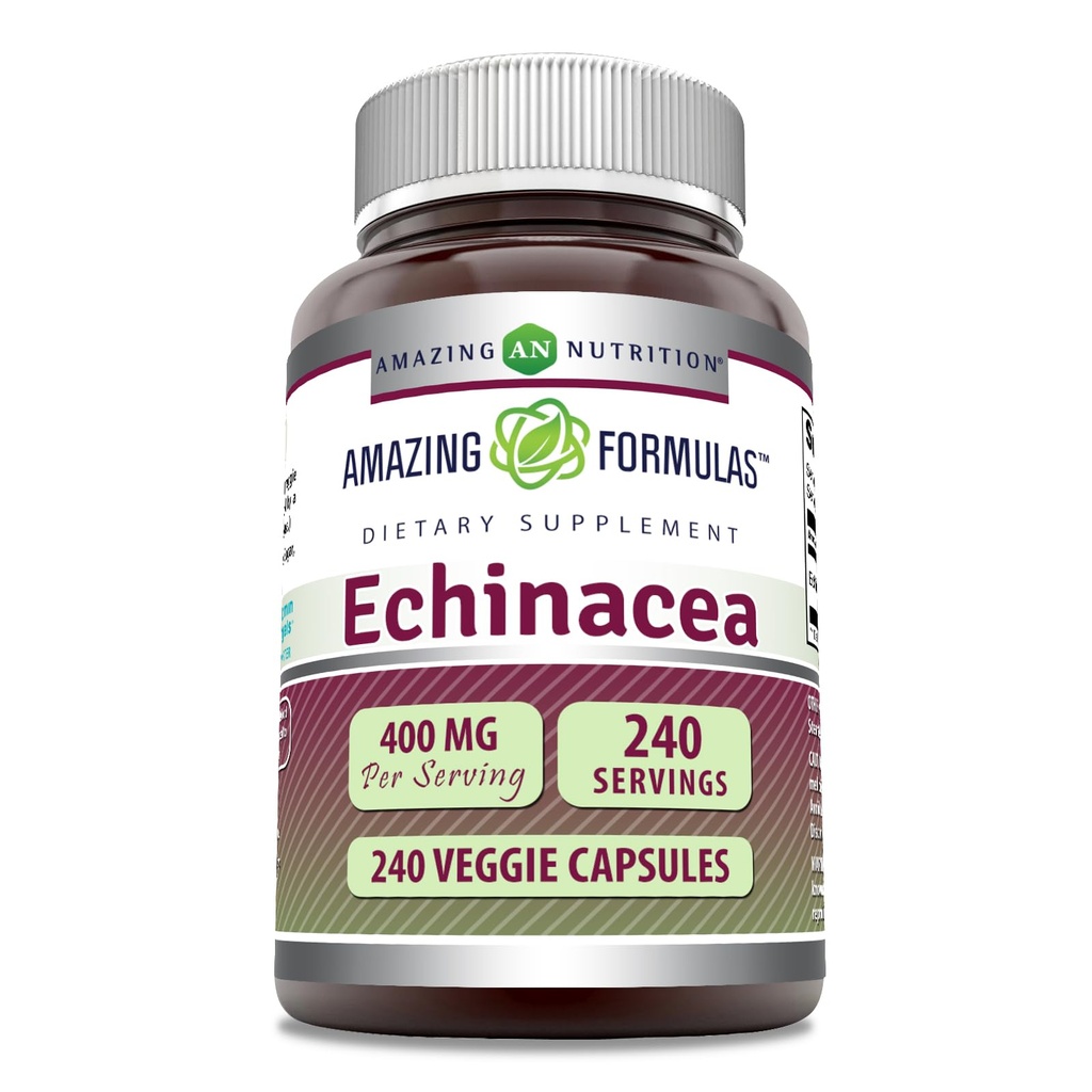 Amazing Applicas Echinacea dodatek 124; 400 Mg per Serving Applications 124; 240 Veggie Kapsle 124; Non- GMO Applications 124; Gluten- Free Application 124; Made in USA