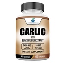 Americké standardní doplňky Česnek 2400mg per Serving with Black Pepper Fruit Extract - Vegan, Gluten Free, Non- GMO, 120 Kapsle, 40 Služeb