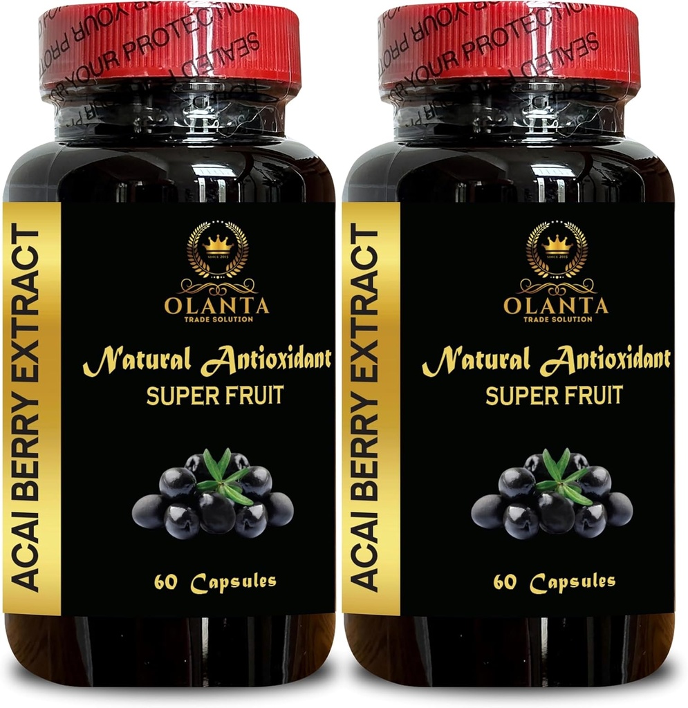 ACAI Berry Extract - Superfood z Chile Antioxidanty, Imunitní podpora pro ženy a muže, Natural Wellness Support, Acai for Energy - 2 láhve 120 Kapsle