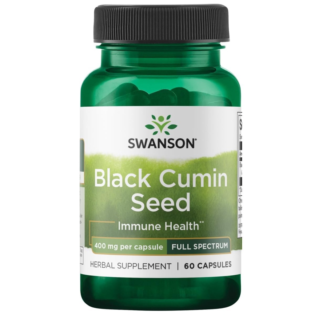 Swanson Full Spectrum Black Cumin Seed 400 miligramů 60 Kapsle