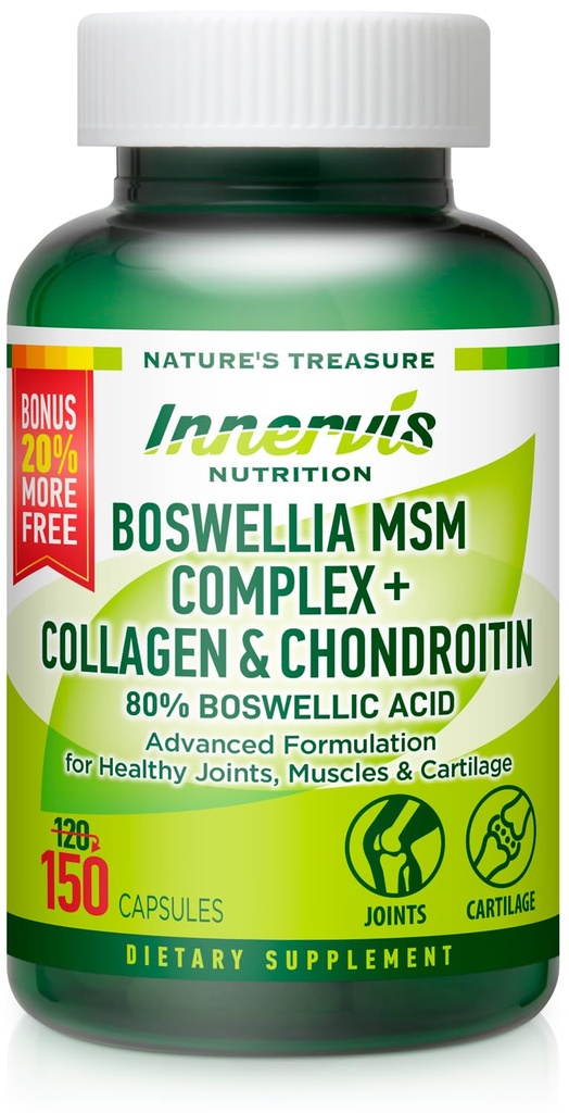 Boswellia MSM Complex 150 Caps - podporuje společné zdraví 124; Kolagen, Chondroitin, Turmeric