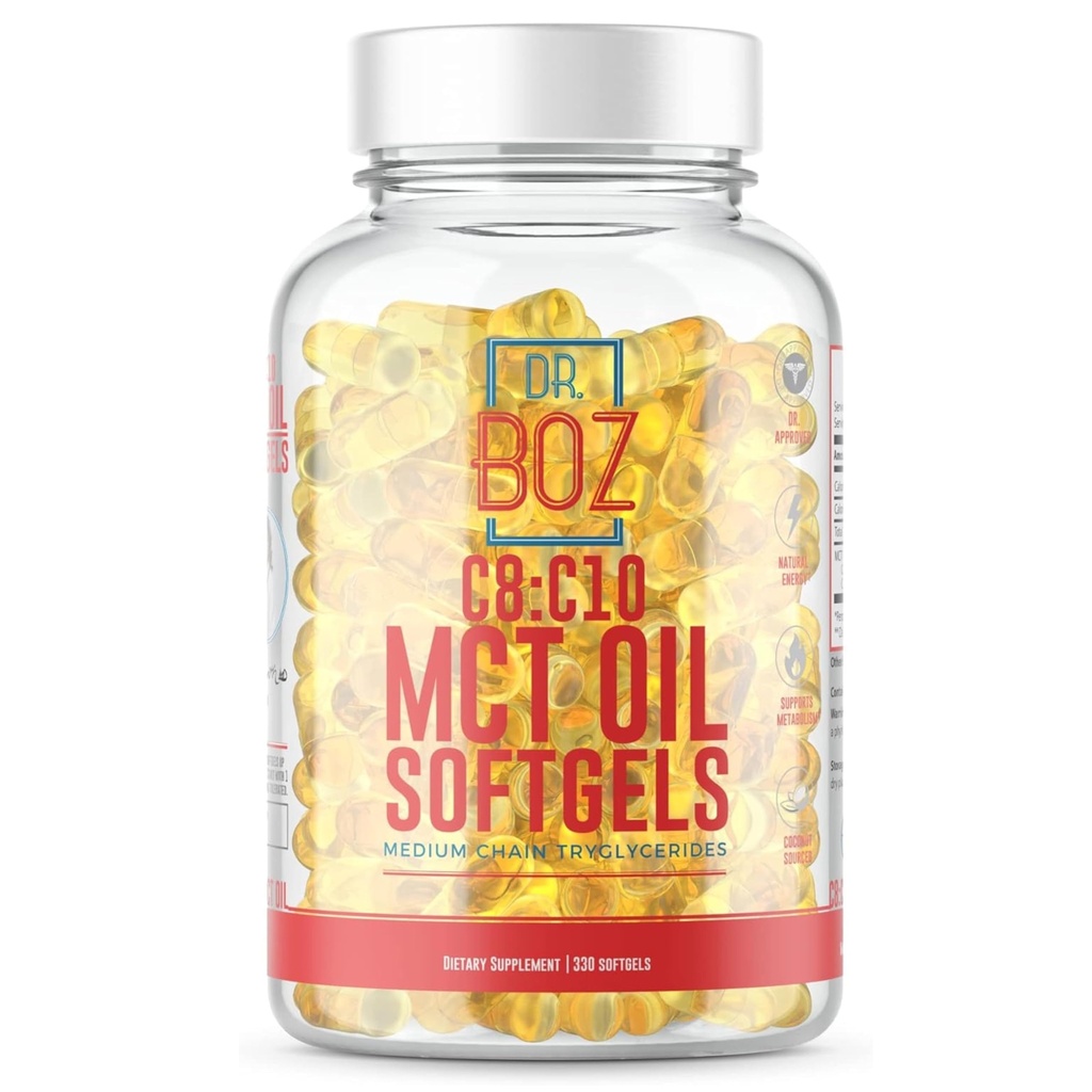 Dr. Boz - C8: C10 MCT Oil Supplement (330 Softgels) - Doktor schválen - Přírodní energie, Řízení hmotnosti, & Mental Focus - Zvýšení Ketones - Vyrobeno z čistého kokosového oleje - Vyrobeno v USA - Vlastní péče