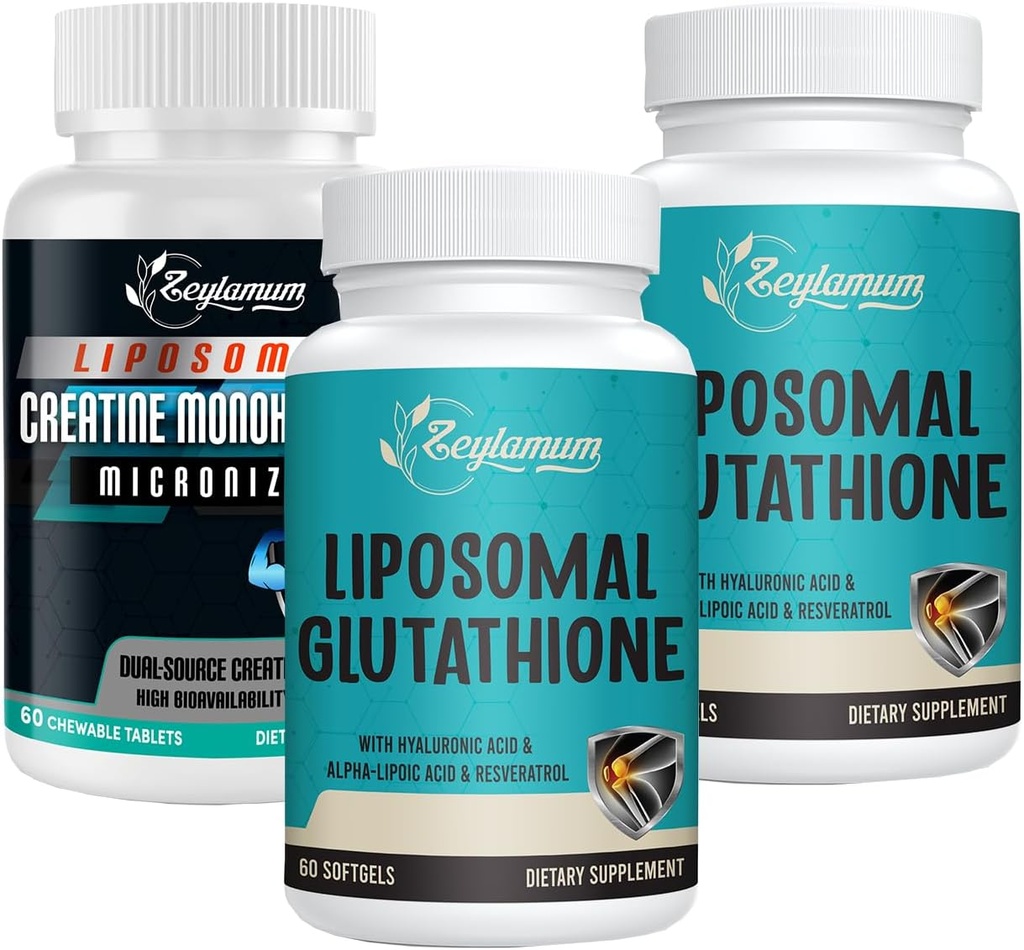 Liposomal Glutathione Softgels - 120 Softgels + Creatin Monohydrát Mikronizované - 60 Counts