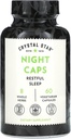 Crystal Star Night Caps Natural Sleep Aid Dodatek (60 Kapsle) - Bylinné Non- Habit Forming - Valerian Root, Kava & Passion Flower - Non- GMO
